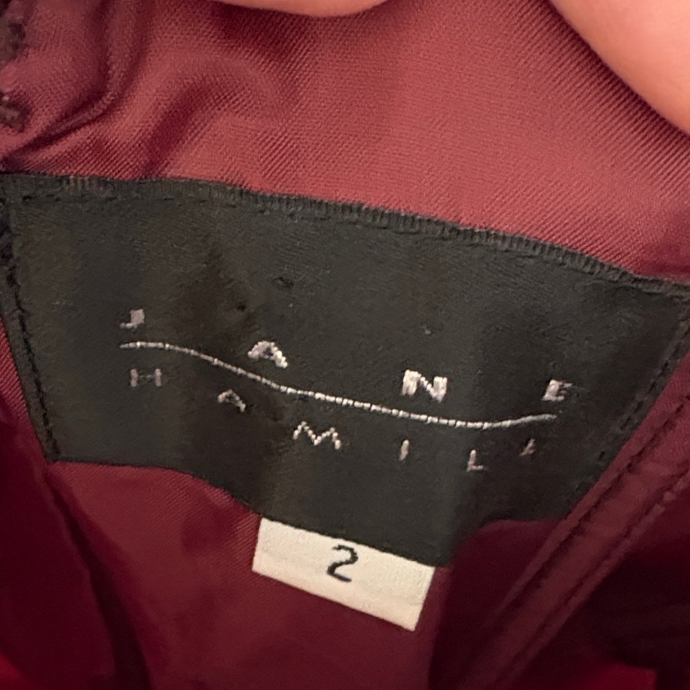 Vintage Elegant Burgundy Silk Strapless Dress by Jane Hamil | 2 - Picture 2 of 10